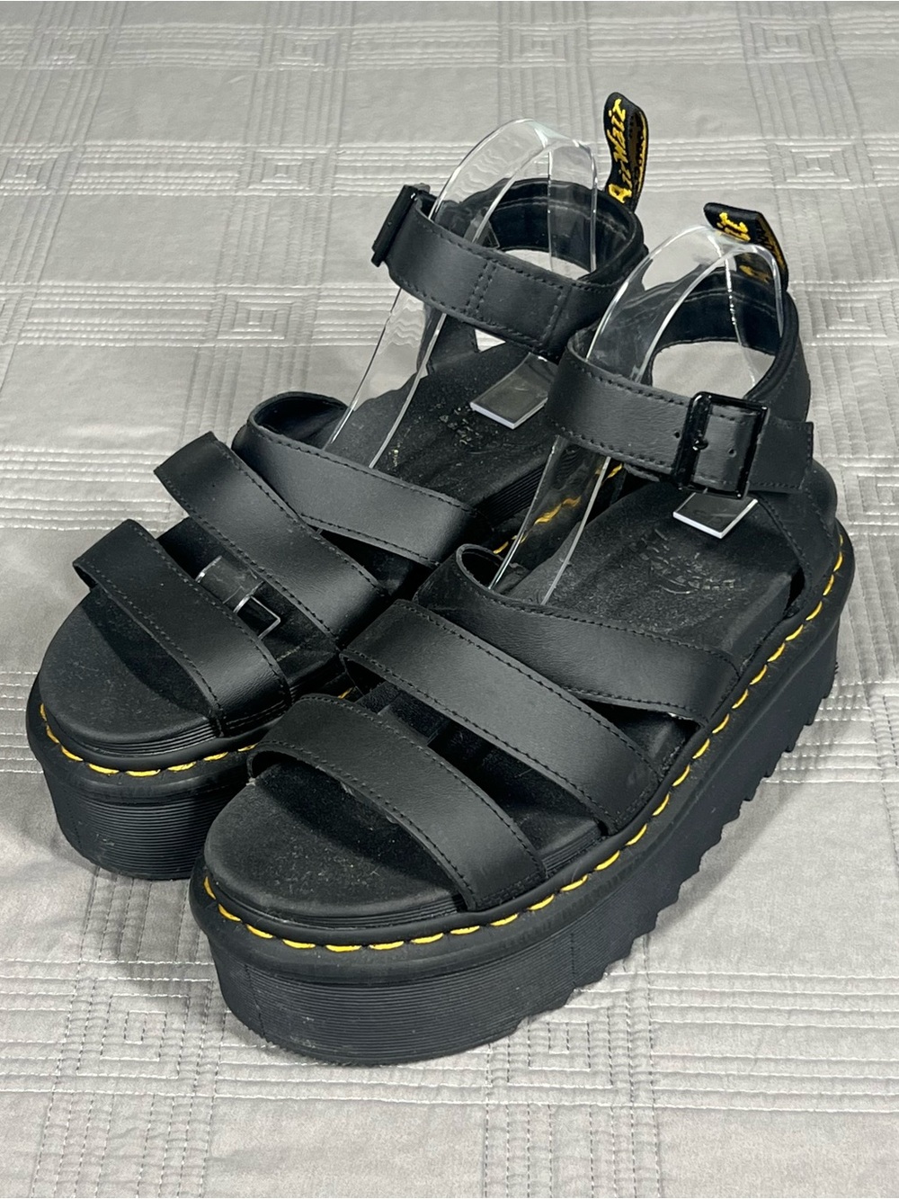 DR. MARTENS Blaire Quad Platform Shoes Black Sandals Womens Size 9 EUR 41
